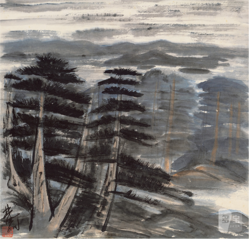 林风眠（1900～1991）松林远岫 - 图1